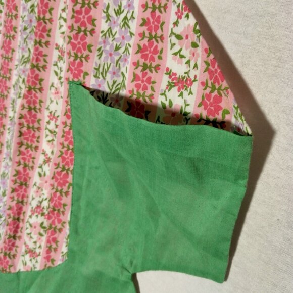 Vintage Homemade Kitchen Half Apron And Oven Mitt Pink Green Floral - Picture 10 of 15